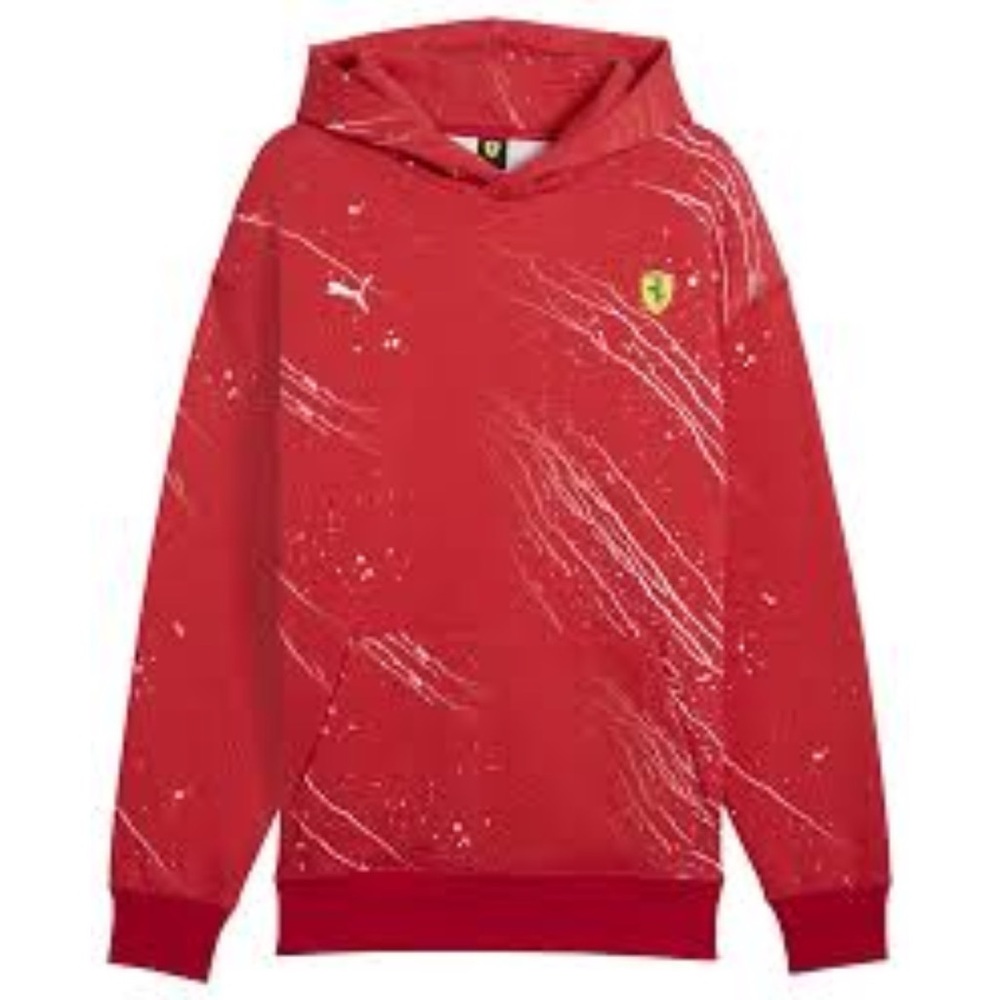 Puma Ferrari F1 Graphic Red Hoodie with White Accents